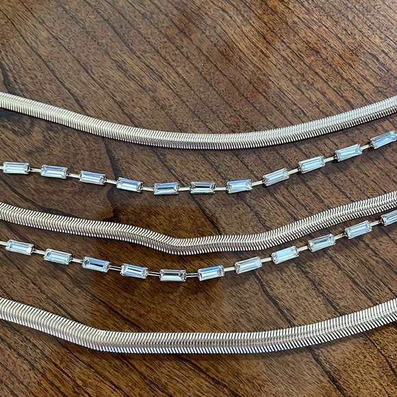 ANNE KLEIN 5 strand gold-tone crystal Chocker necklace with extender snake chain - Picture 11 of 12